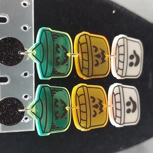 HAPPY MEAL TRICK OR TREAT BUCKETS/ PAILS ACRYLIC DROP DANGLE HALLOWEEN EARRINGS